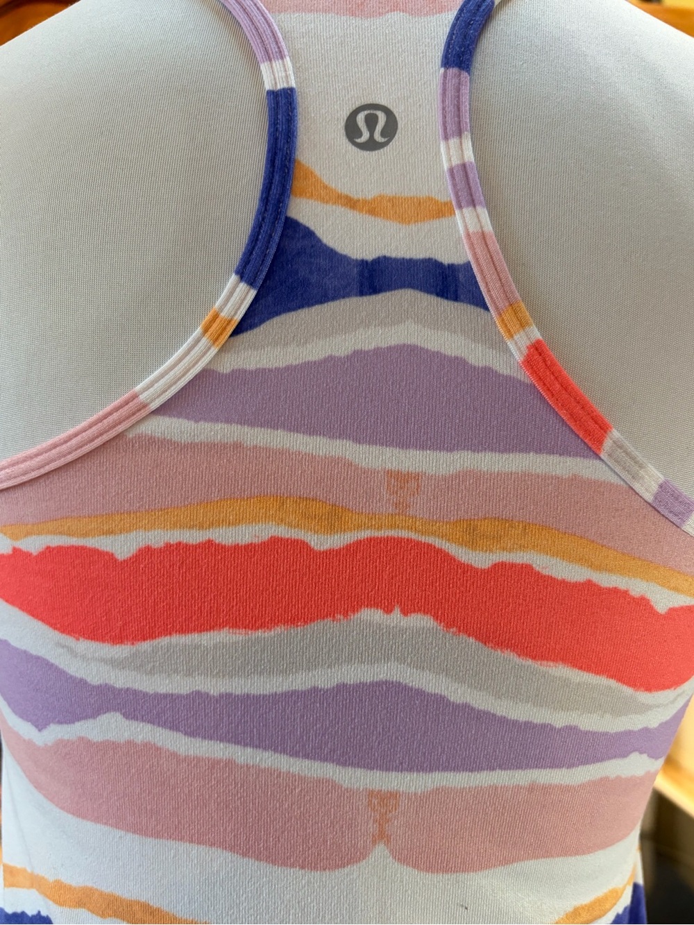 Lululemon Cool Racerback Tank Bleacher Stripe Iris Flower Sz 6 - Picture 5 of 9